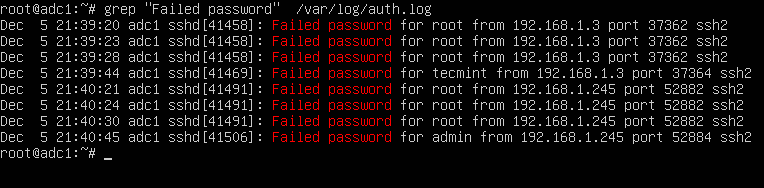 ssh failed logs